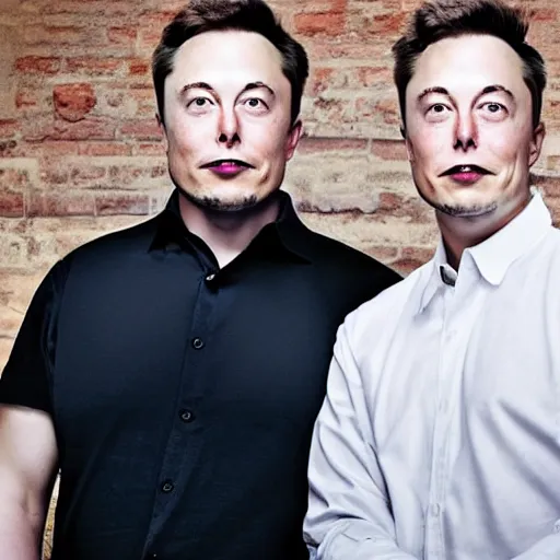 Image similar to A portrait photo of Elon Musk teams up with a teenage Elon Musk, perfect faces, 50 mm, award winning photography