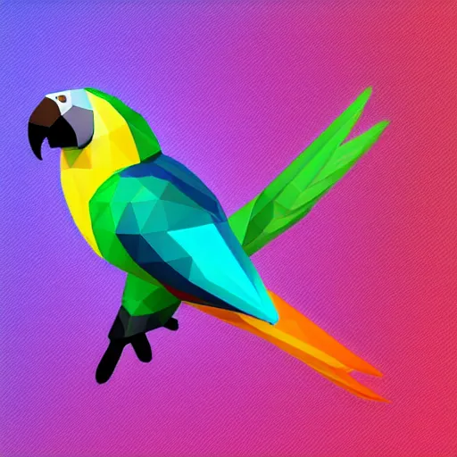 Image similar to isometric vector low poly rainbow parrot icon, blackbackground, cgsociety, 2 dimensional