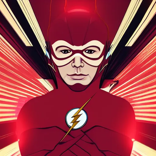 Image similar to Portrait of the Flash by Shepard Fairey, octane render