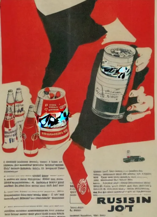 Image similar to Russian coca cola bootleg, 1963 magazine advert,