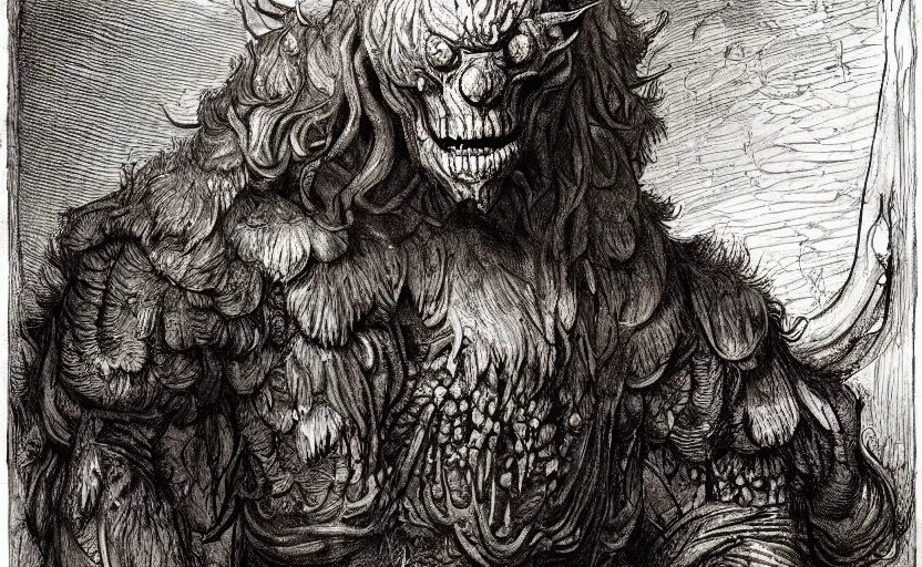 Prompt: monster character design, fantasy. by rembrandt, illustration, higly detailed