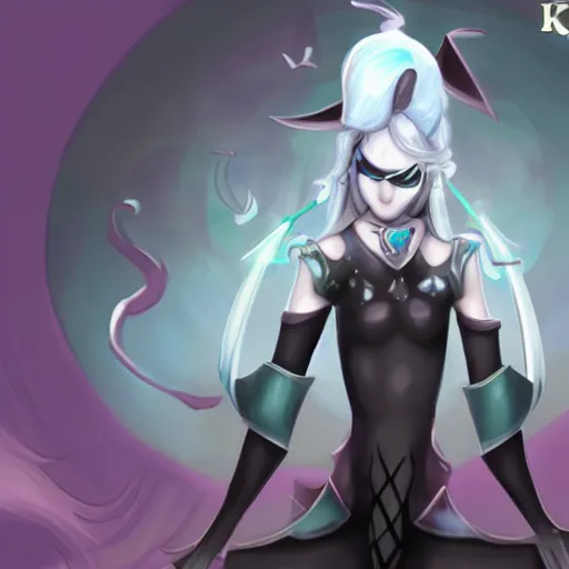 Image similar to Femboy Karthus from League of Legends that is fully clothed, magical clothes, beautiful background, fish eye effect