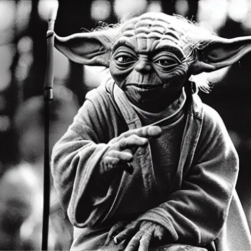 Image similar to yoda performing at woodstock