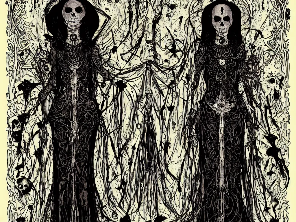 Image similar to ghoulpunk high priestess, centered and symmetrical