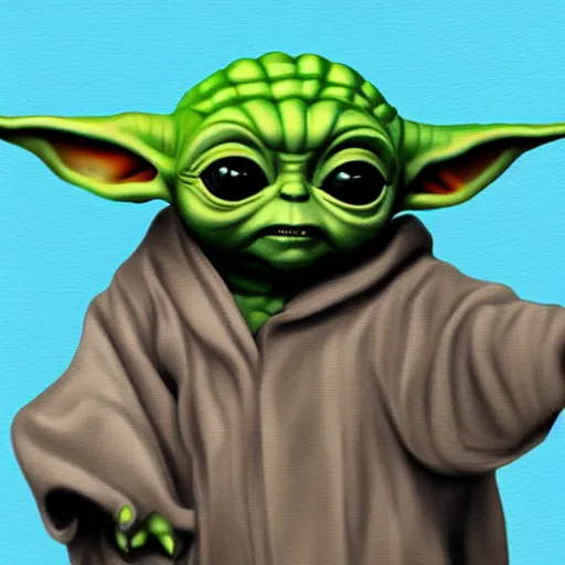 Prompt: portrait of baby yoda, highly detailed, centered, solid color background, digital painting