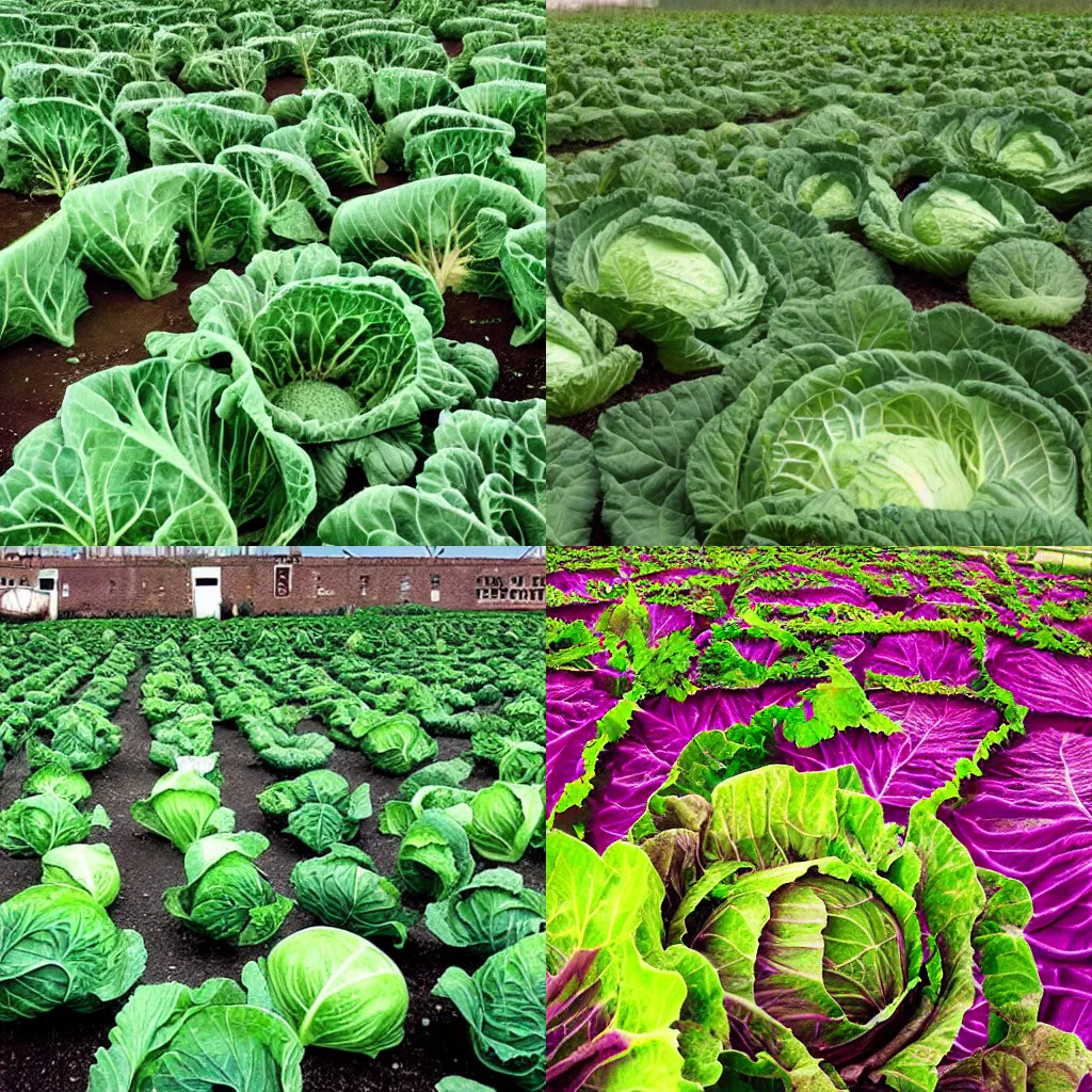 Prompt: cabbage world, multiverse, dystopia, people