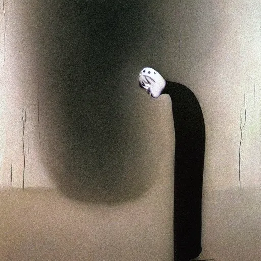 Image similar to crying girl as a zdzisław beksinski painting, nostalgic, sad