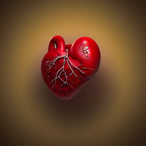 Image similar to heartshaped anatomical human heart, photorealistic, octane render