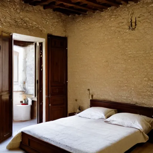 Image similar to the interior of a bedroom in italy