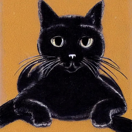 Image similar to a cute black cat by Amano Yoshitaka