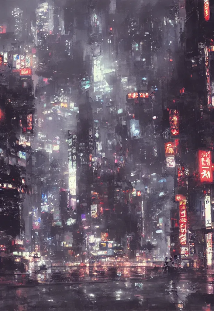 Prompt: shinjuku at night, concept art by Craig Mullins