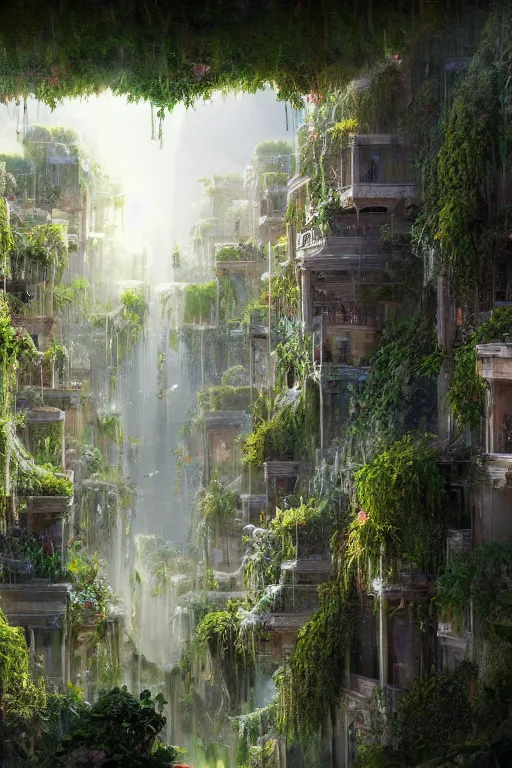 Image similar to the hanging gardens of babylon, artstation, 4 k, concept art