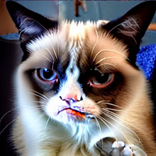 Grumpy Cat In Joker Makeup Le