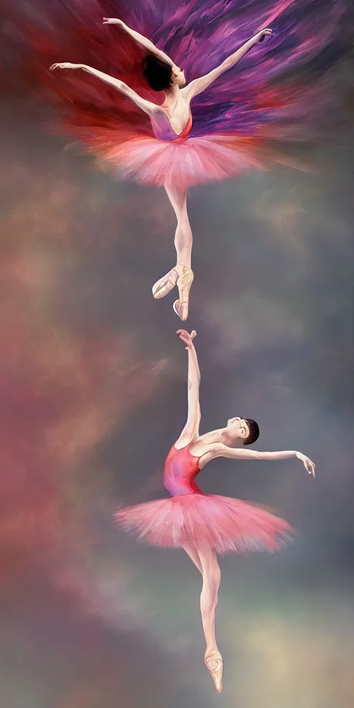 Prompt: prima ballerina dancing in the wind, beautiful, ethereal, gorgeous, volumetric lighting, elegant, fluid, highly detailed oil painting, digital painting, concept art, highly detailed, smooth, sharp focus, illustration, strong lines and bold colors, limited color palette, atmosphere and tension, japanese, manga, trending on artstation