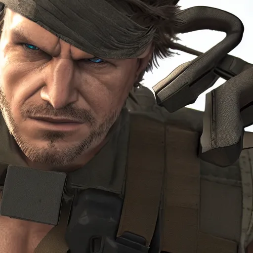 Prompt: An ultra realistic portrait of Solid Snake in Maracaibo, 4k, Ultra realistic, Highly detailed,