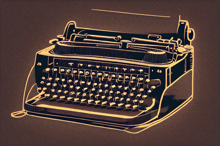 Prompt: typewriters!, in the style of john avon and derek riggs and eva widermann, trending on artstation, halfrear lighting closeup view anaglyph filter, bokeh, anime, colored pencil art, belle epoque