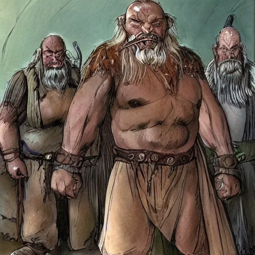 Prompt: here are the words tolkien used to describe his orcs :... squat, broad, flat - nosed, sallow - skinned, with wide mouths and slant eyes ; in fact degraded and repulsive versions of the ( to europeans ) least lovely mongol - types.