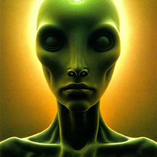 Image similar to female alien, dystopian, artstyle Alex Ries and Zdzisław Beksiński, symmetry accurate features, very intricate details, high resolution, 4k