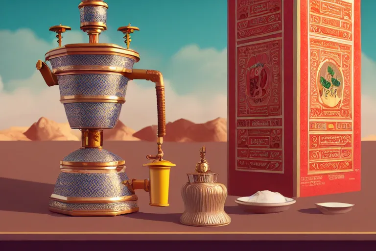 Image similar to a very detailed concept art of wes anderson samovar, trending on artstation, digital art, 4 k, hyper realistic, octane render, sharp focus