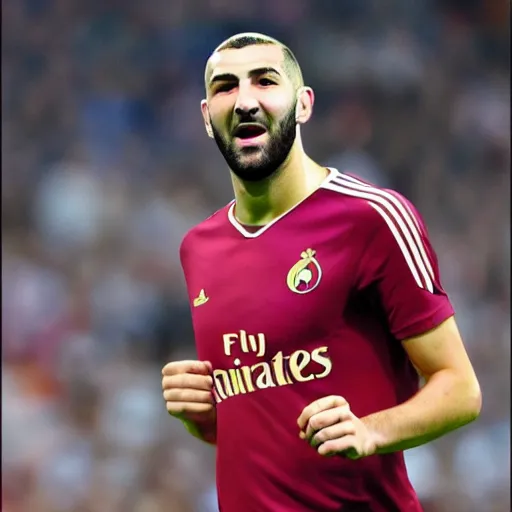 Prompt: high quality front face picture of Karim Benzema