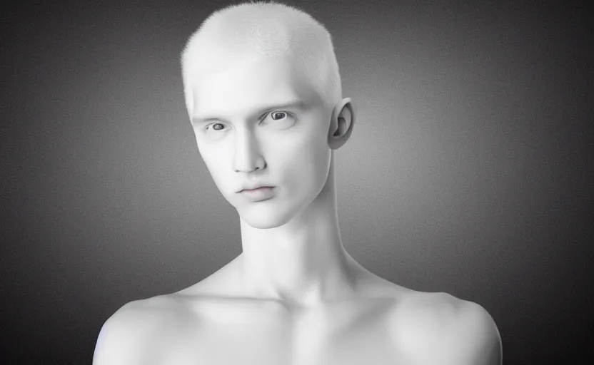 Prompt: human body and head and hair, posing, sss, white solid, pale skin