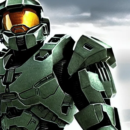 Prompt: film still of master chief from halo