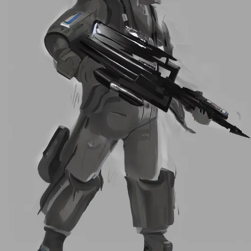 Image similar to a futuristic soldier holding plasma gun, sci - fi, concept art,, sharp, ultra detail