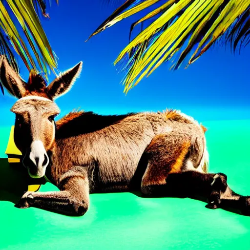 Image similar to donkey on a sunbed, tropical background