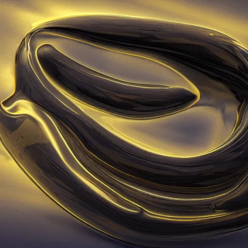 Image similar to a small liquid sculpture as a corvette, viscous, reflective, digital art