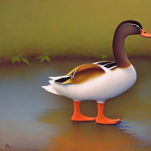 Image similar to a duck on the prowl oil painting tim obrien