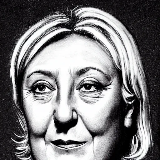 Image similar to portrait of marine le pen made of mud