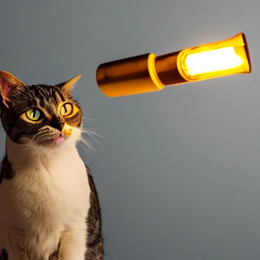 Image similar to professional photograph of a cat holding a torch