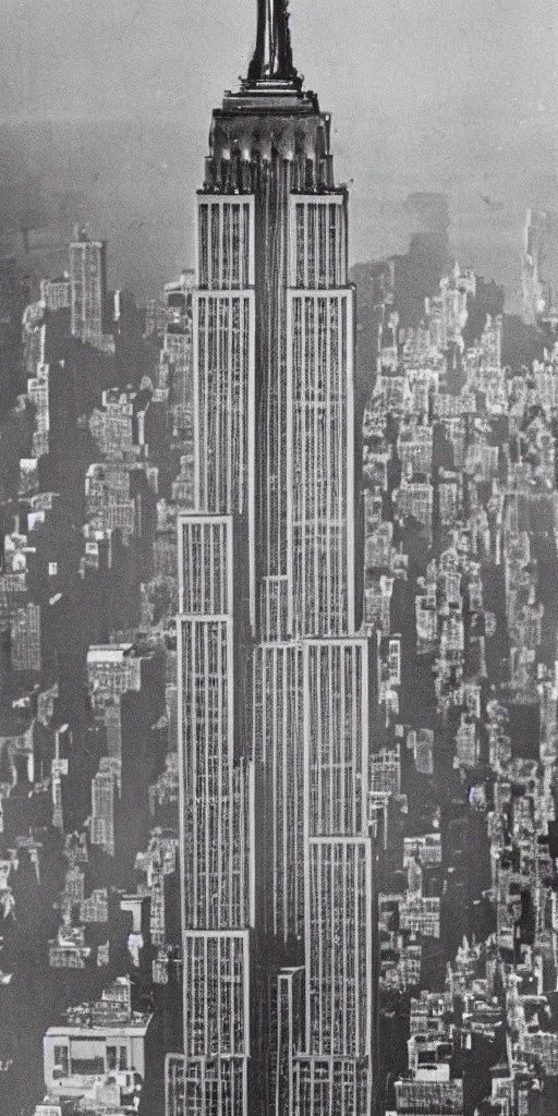 Prompt: empire state building after 100 years of decay