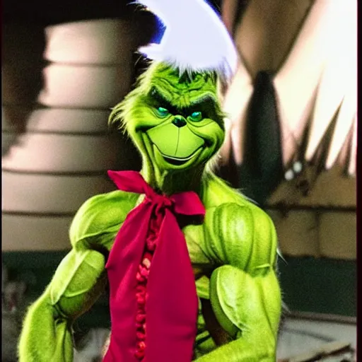 Image similar to The Grinch is a jacked muscle builder gigachad