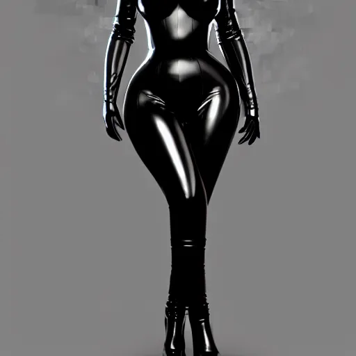 Prompt: portrait of a classy curvy pale goth woman with an elaborate elegant silver-black multilayered latex high-neck outfit, cgsociety, photorealistic, sublime cool badass advanced, 16k, smooth, sharp focus, trending on ArtStation, volumetric lighting