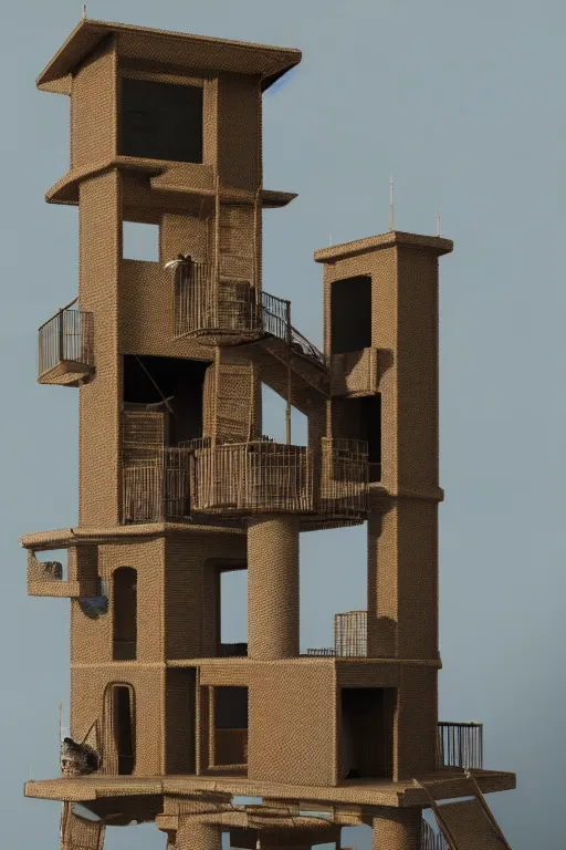 Prompt: cat tower, ultra realistic, concept art, intricate details, highly detailed, photorealistic, octane render, 8 k