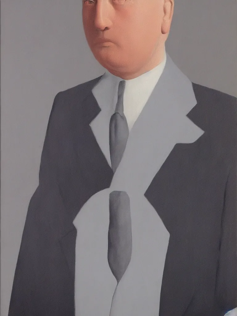 Prompt: portrait of man in a suit that has cloud instead of head by rene magritte, detailed painting, hd, hq, high resolution, high detail, 4 k, 8 k