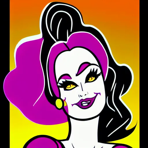 Image similar to jessica rabbit as a goth, drawn like pop art