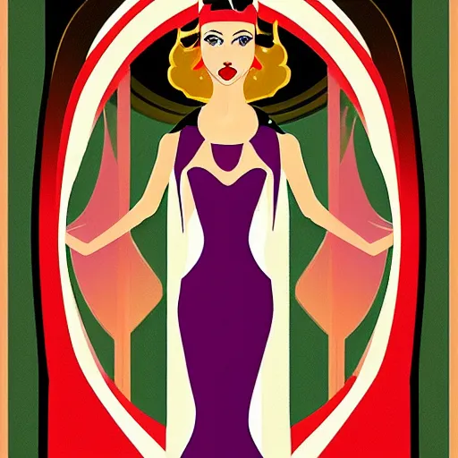 Prompt: elf princess in art deco style