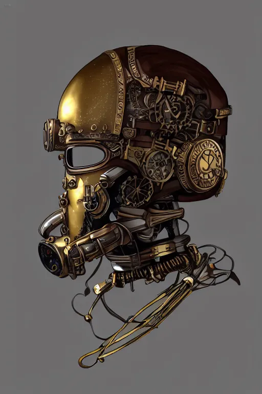 Image similar to steampunk helmet fantasy art mask robot ninja stylized digital illustration sharp focus, elegant intricate digital painting artstation concept art global illumination ray tracing advanced technology chaykin howard and campionpascale and cooke darwyn and davis jack