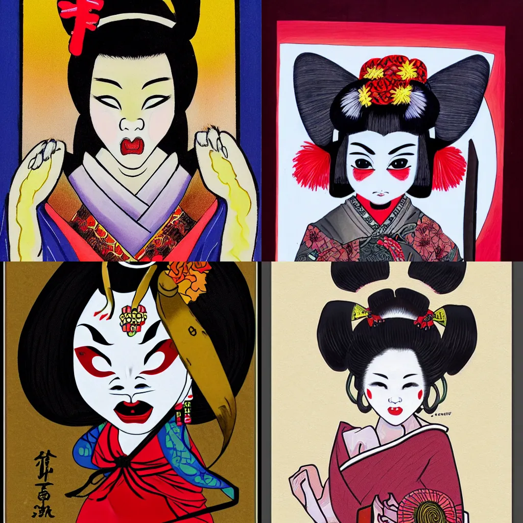 Prompt: oni geisha