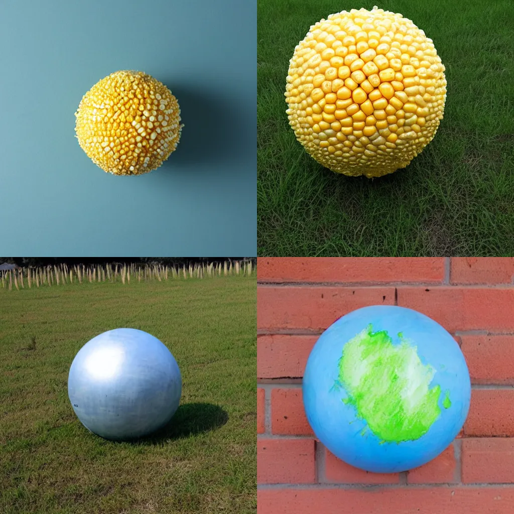 Prompt: a sphere made of corn