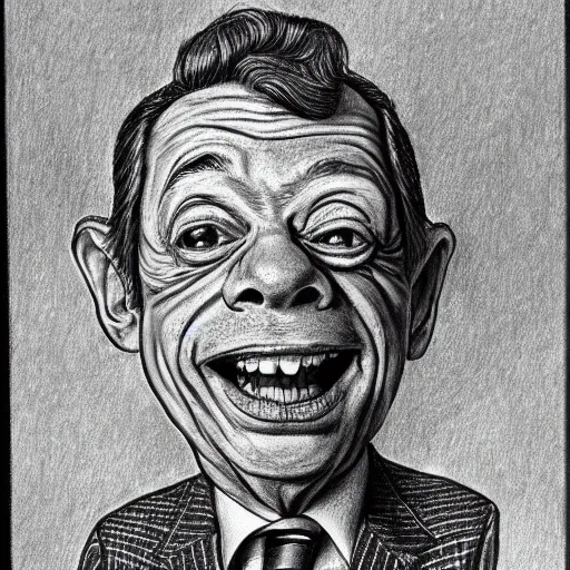 Image similar to a portrait drawing of Don knotts drawn by Robert Crumb