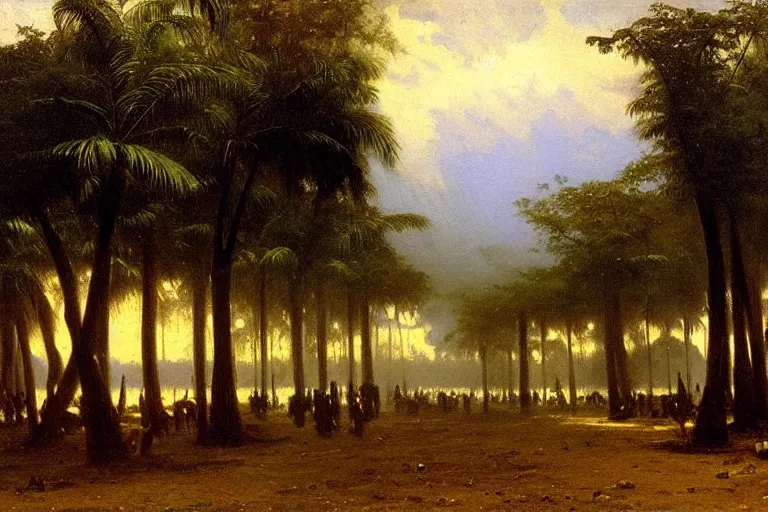 Image similar to oil painting of a kinshasa by albert bierstadt