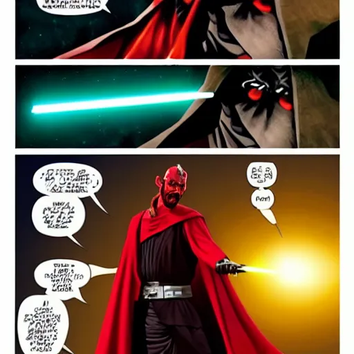 Prompt: darth maul as light side jedi, heroic