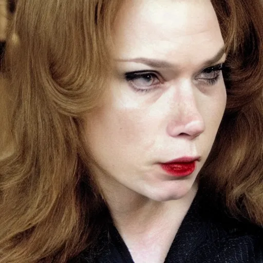 Prompt: tommy lee jones as black widow, photograph