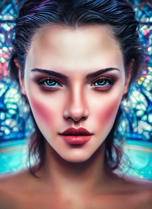 Prompt: photo of a gorgeous young woman in the style of stefan kostic and david la chapelle, realistic, seductive, sharp focus, 8 k high definition, 3 5 mm film photography, photo realistic, insanely detailed, intricate, elegant, art by stanley lau and artgerm