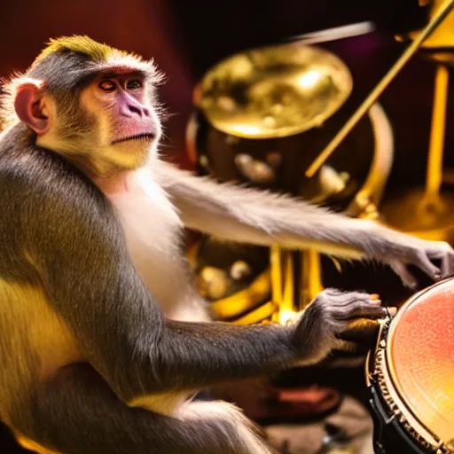 Prompt: monkey playing a handpan in a jazz club