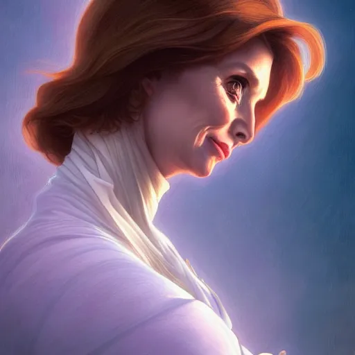 Prompt: Nancy Pelosi is a alien princess, cinematic lighting, intricate, elegant, highly detailed, digital painting, artstation, sharp focus, illustration, art by artgerm and greg rutkowski and alphonse mucha and Wayne Barlowe and william-adolphe bouguereau