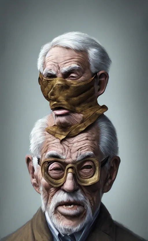 Image similar to old man doing with mask, do what we can, then leave it to god, non fiction, baroque, confident, consistency, stability, cohesion, elegant, highly detailed, 8 k uhd, digital painting, artstation, concept art, matte, sharp focus, illustration, art by artgerm and paul lung and samuel silva